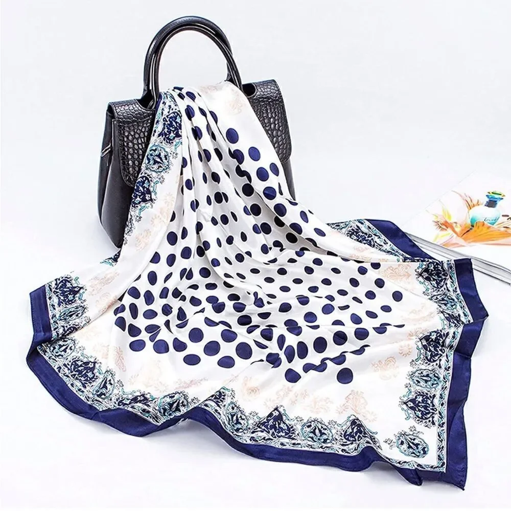 Blue dot Silky Scarf